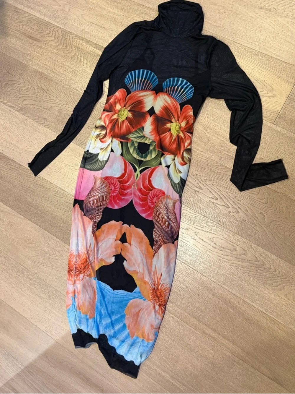 AFRM Black Long-Sleeve Maxi Dress with Vibrant Floral Print - Picture 2 of 4